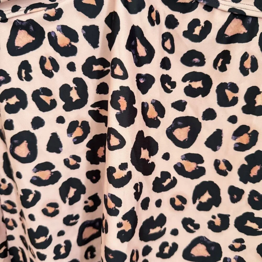 Pink Leopard Y2K Tankini Top Jrs M Twist Front Padded Swim Beach‎ Tropical Pool